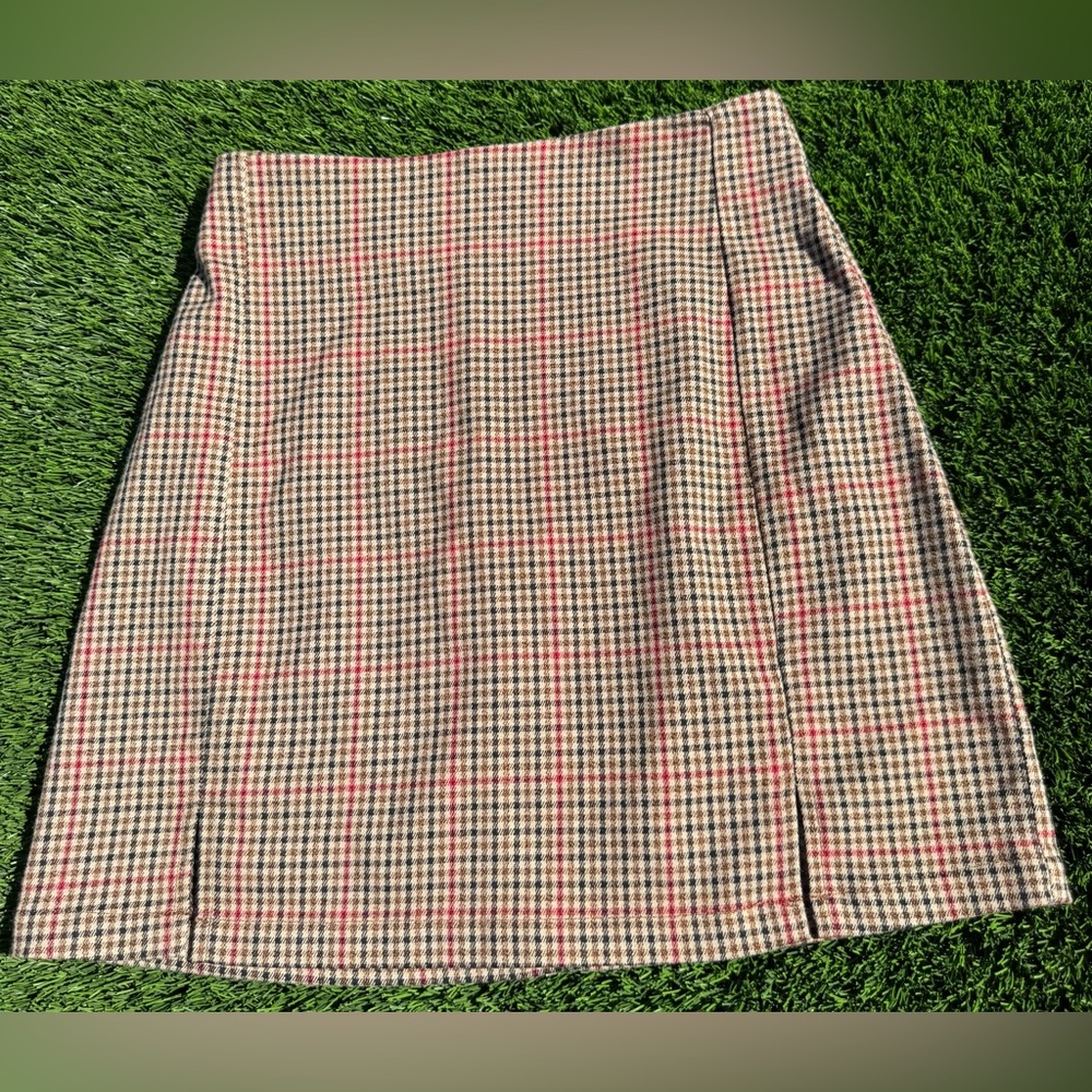 John Galt Plaid Wool-Blend A-Line skirt